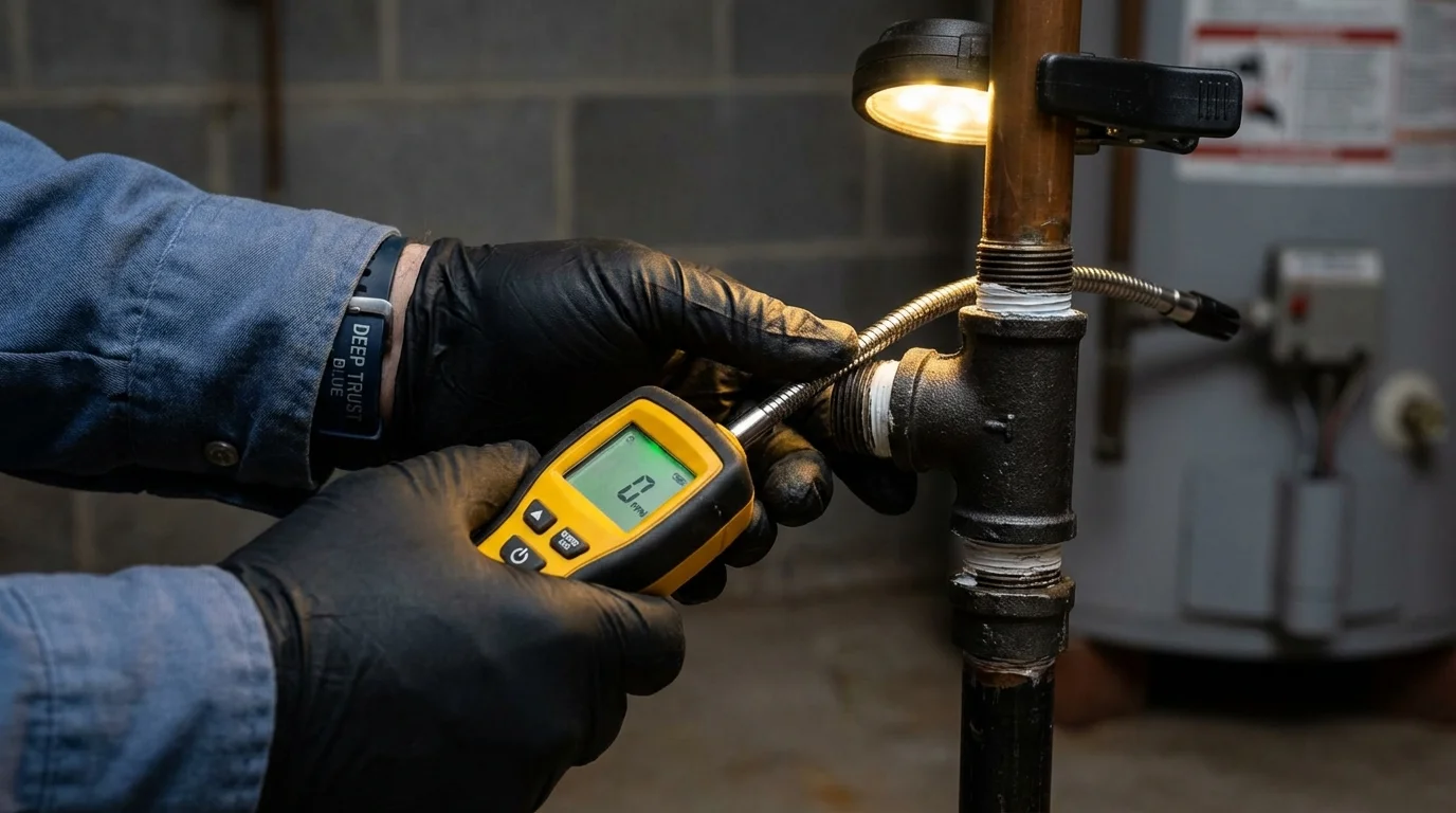 Gas leak detection with electronic sniffer by Johns Plumbing LLC in Chaffee