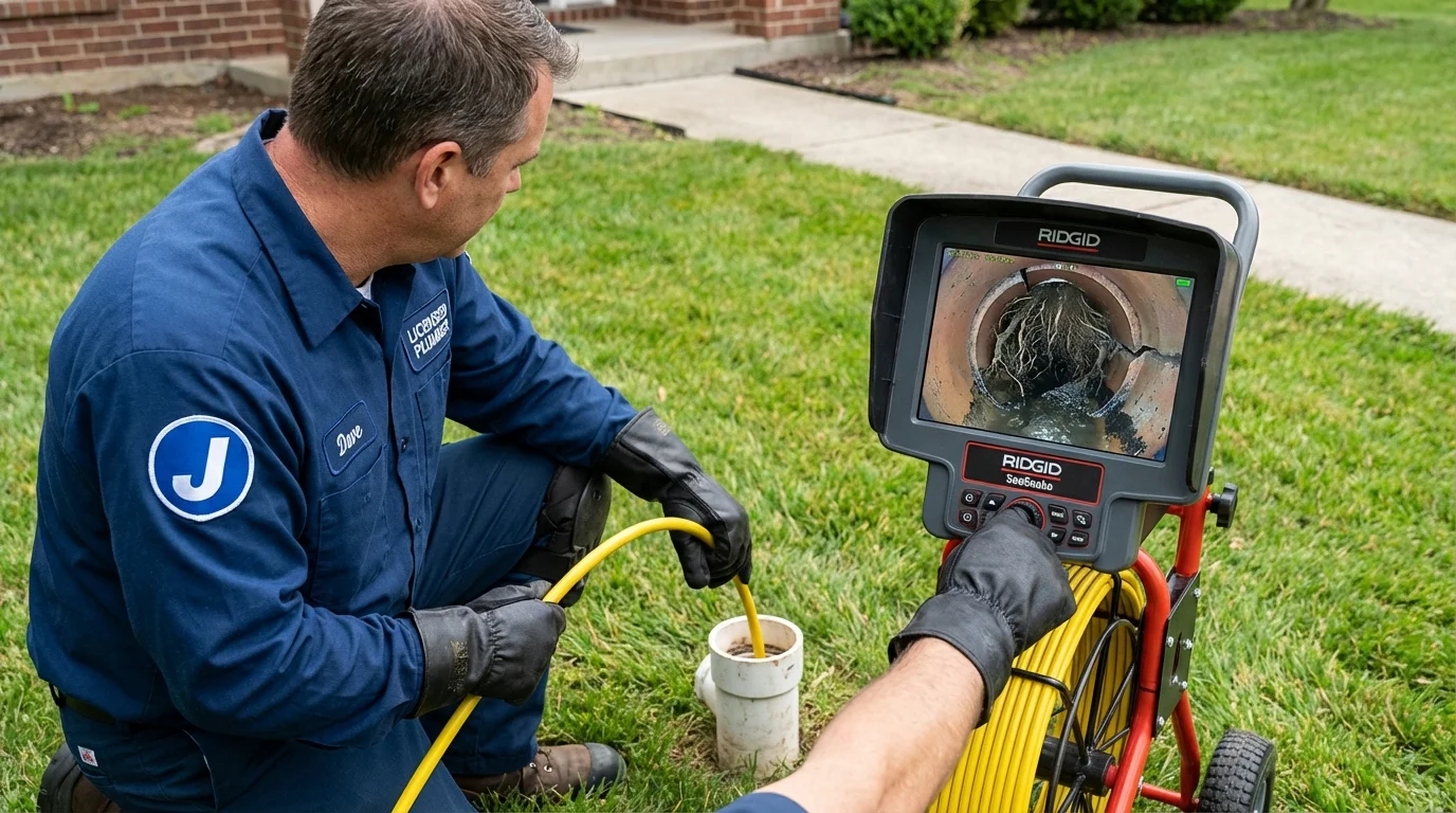 Sewer camera inspection being performed by Johns Plumbing LLC in Chaffee