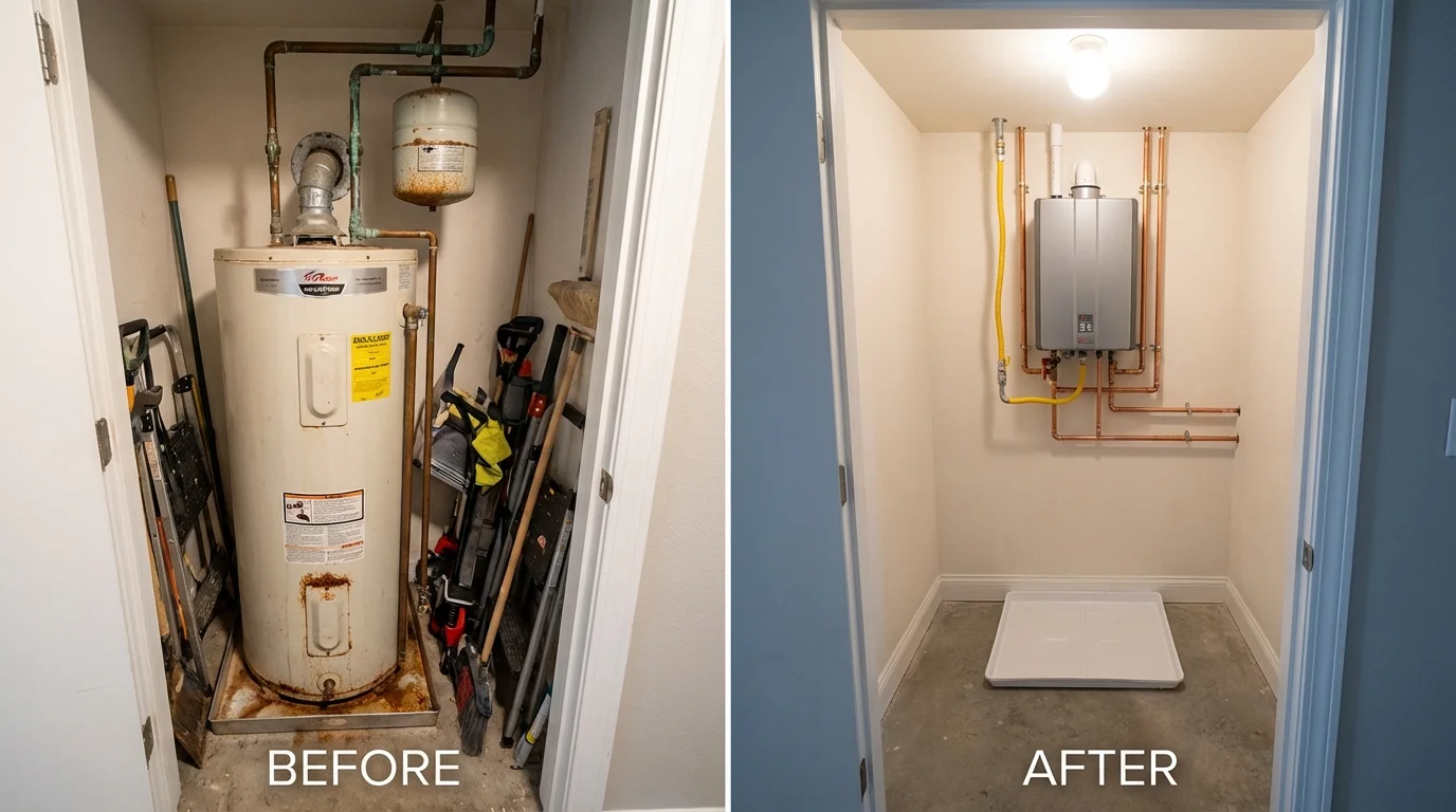 Tank water heater versus wall-mounted tankless unit comparison for Chaffee, MO homeowners